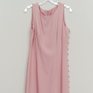 Vintage Pink Sheath Dress w/side slit & buttons